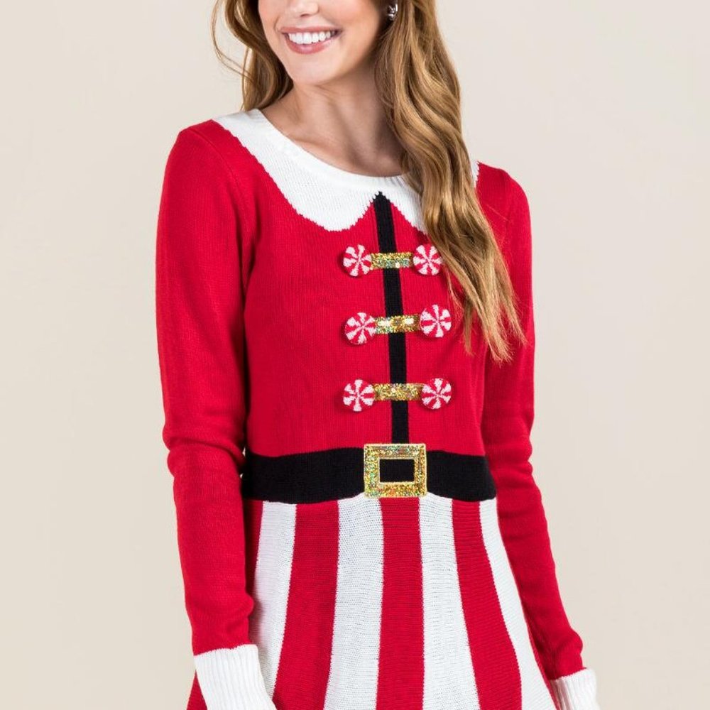Peppermint Santa Sweater Dress
